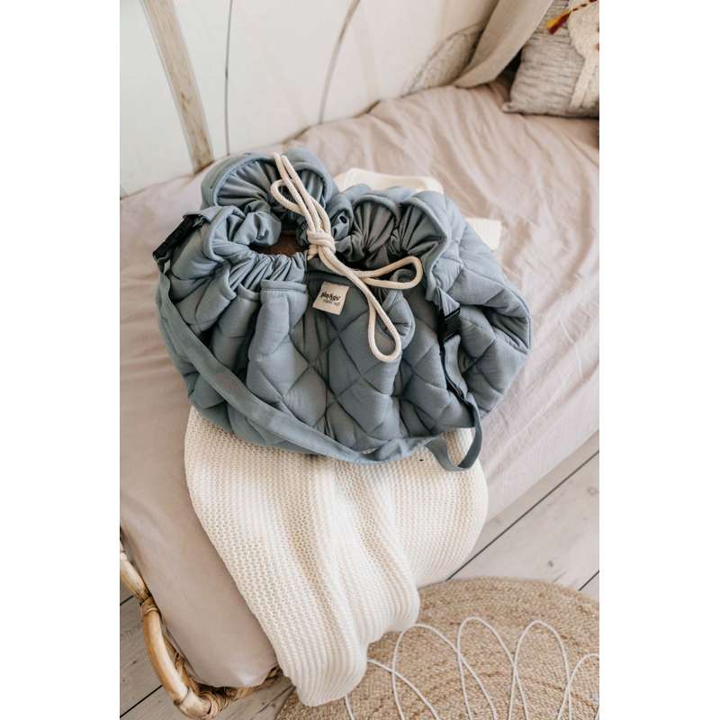Play & Go Soft Organic - 2-i-1 Opbevaringstæppe/Legetæppe - Dusty Blue - Image 14