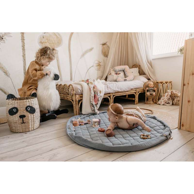 Play & Go Soft Organic - 2-i-1 Opbevaringstæppe/Legetæppe - Dusty Blue - Image 17