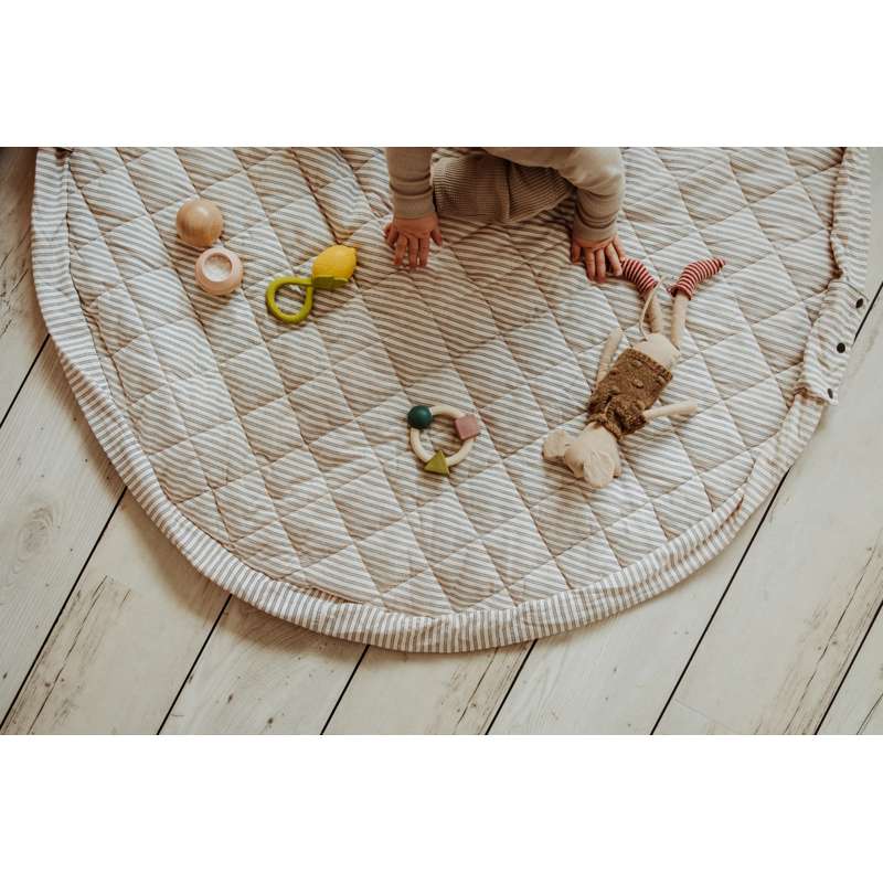 Play & Go Soft Organic - 2-i-1 Opbevaringstæppe/Legetæppe - Stripes Blue - Image 17