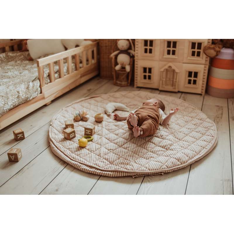 Play & Go Soft Organic - 2-i-1 Opbevaringstæppe/Legetæppe - Stripes Brown - Image 19