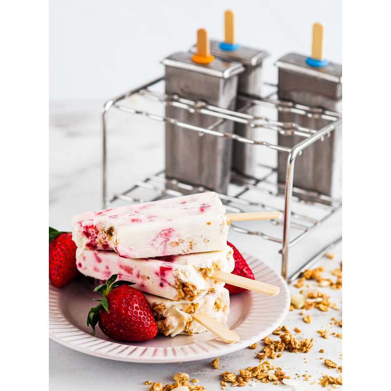 Clean Popsicle Mold Ice Cream Molds - 6 pcs. - in Stand - Rectangular - Image 2
