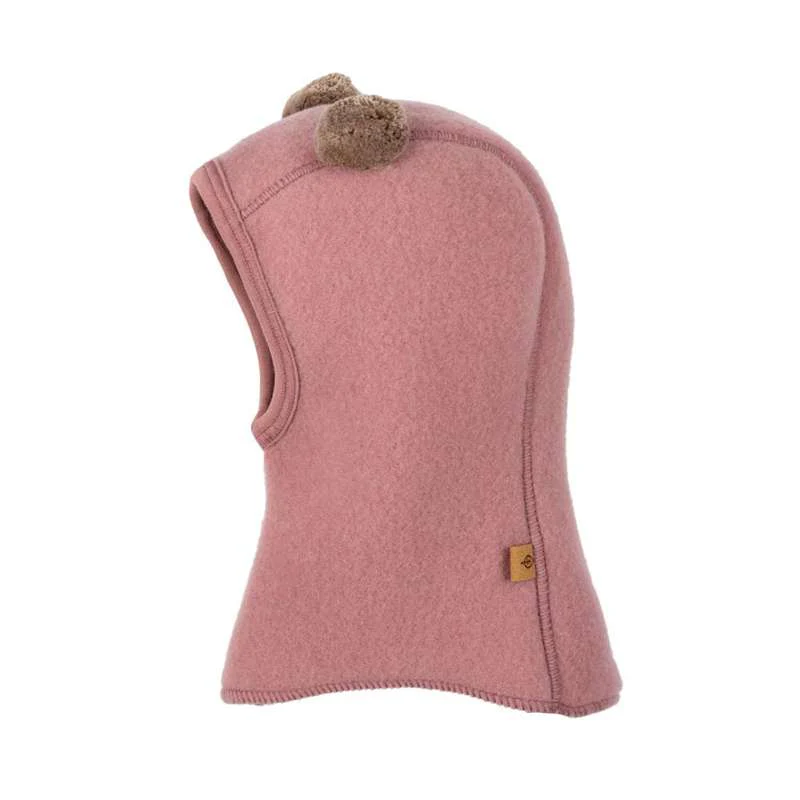 Pure Pure Elephant hat with PomPoms - Wool/Fleece - Shadow Rose 