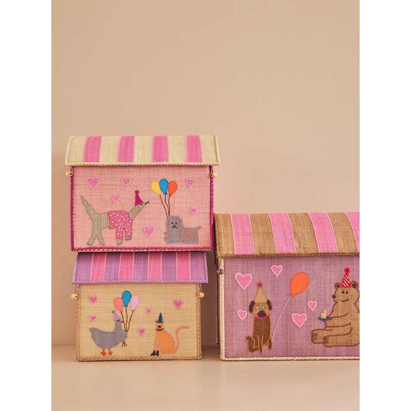 RICE Raffia Storage Houses - Party Animal - Light Pink - 3 pcs. - Image 2
