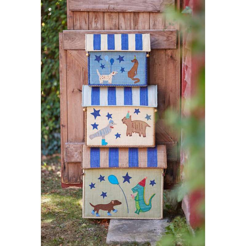 RICE Raffia Storage House - Party Animal - Blue - Medium - Image 3