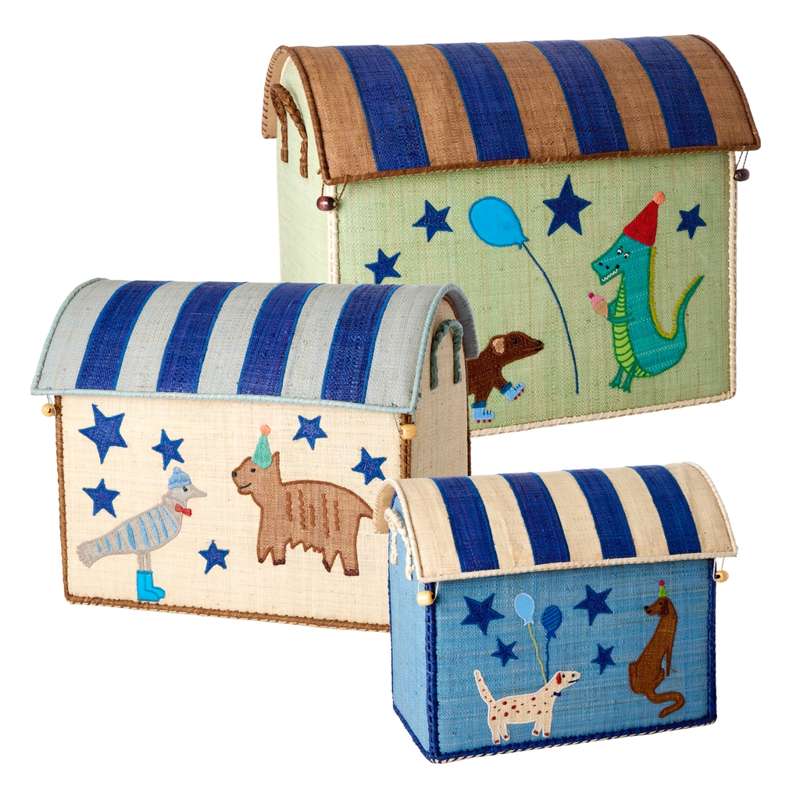 RICE Raffia Storage House - Party Animal - Blue - Medium - Image 5