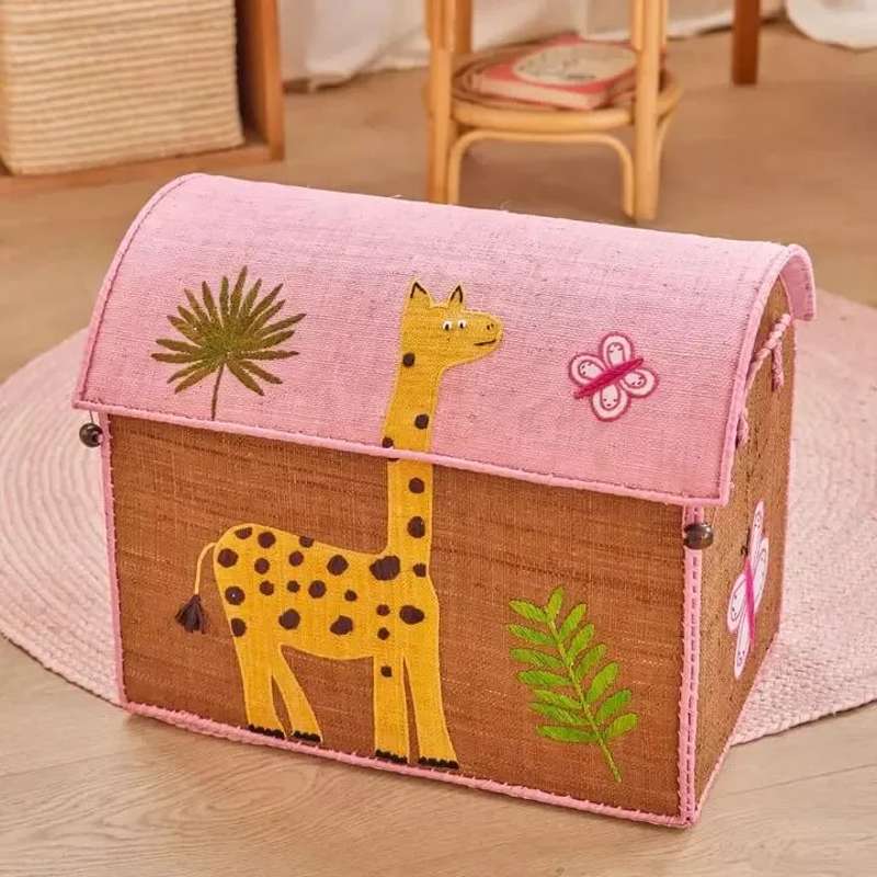 RICE Raffia Storage House - Wildlife - Pink - Medium  - Image 2