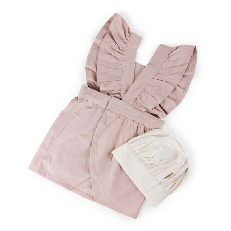 Sebra Children's apron with chef hat - Dusty Pink/Classic White  - Image 4