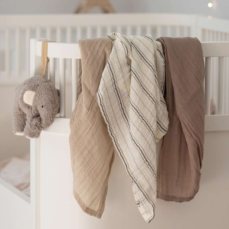 Sebra Cloth diapers - 3 pcs. - Cream Stripe - Beige  - Image 2