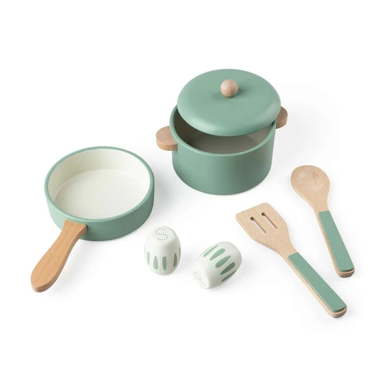 Sebra Cooking pot and frying pan set in wood 